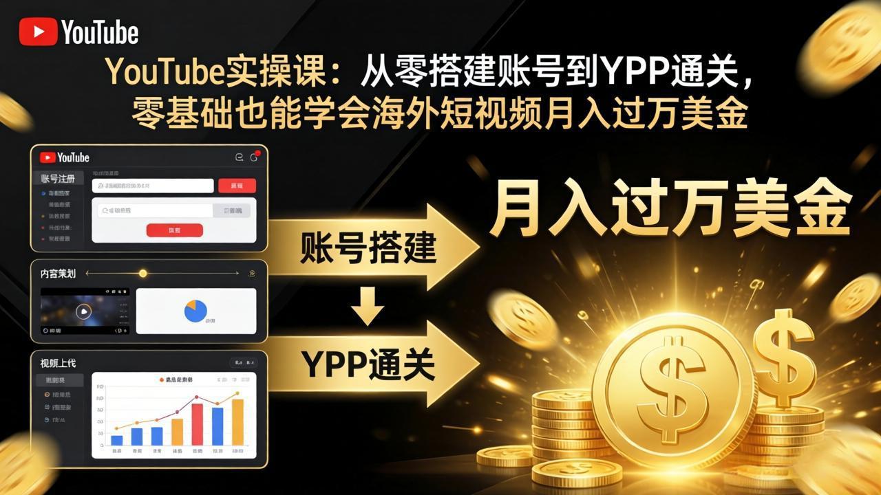 （17897期）YouTube实操课：从零搭建账号到YPP通关，零基础也能学会海外短视频月入过万美金-赛德副业库