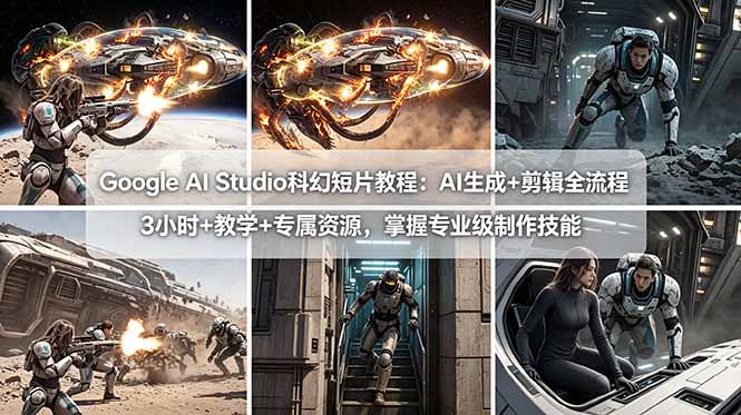 (18173期)Google AI Studio科幻短片教程:AI生成+剪辑全流程,3小时+教学+专属资源,掌握专业级制作技能-赛德副业库