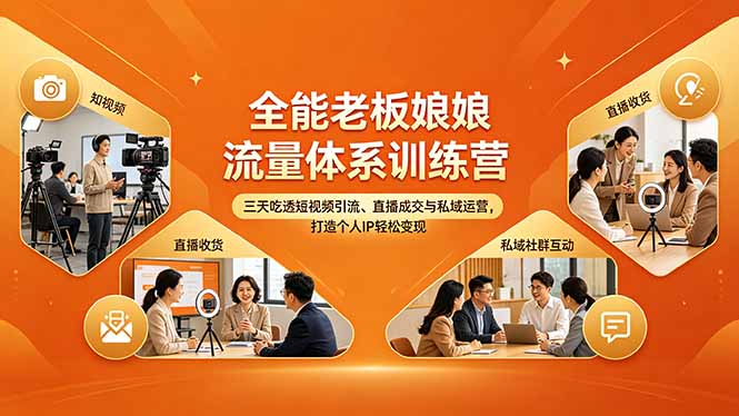 (18187期)全能老板娘流量体系训练营,三天吃透短视频引流、直播成交与私域运营,打造个人IP轻松变现-赛德副业库
