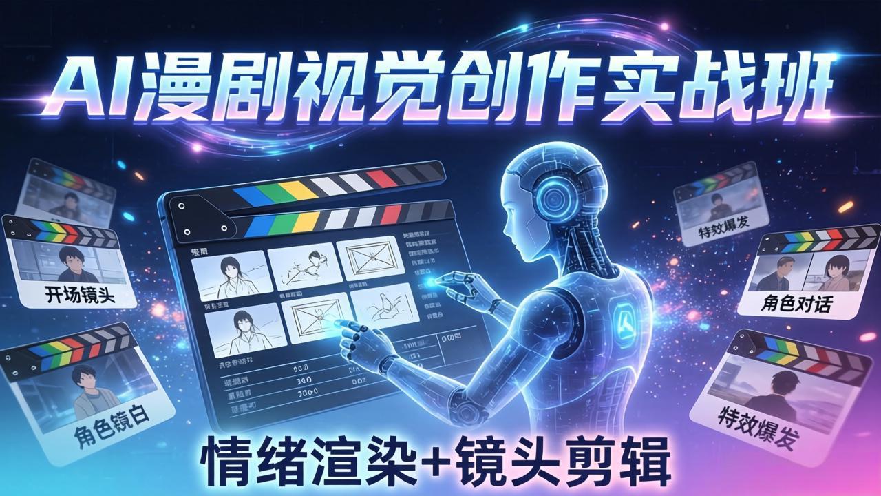 (17874期)AI漫剧视觉导演思维实战班,从脚本到成片全掌握,分镜设计情绪渲染一站学会-赛德副业库