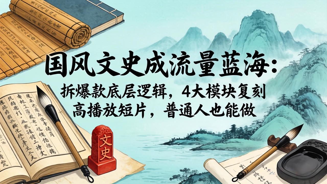 （18227期）国风文史成流量蓝海：拆爆款底层逻辑，4大模块复刻高播放短片，普通人也能做-赛德副业库