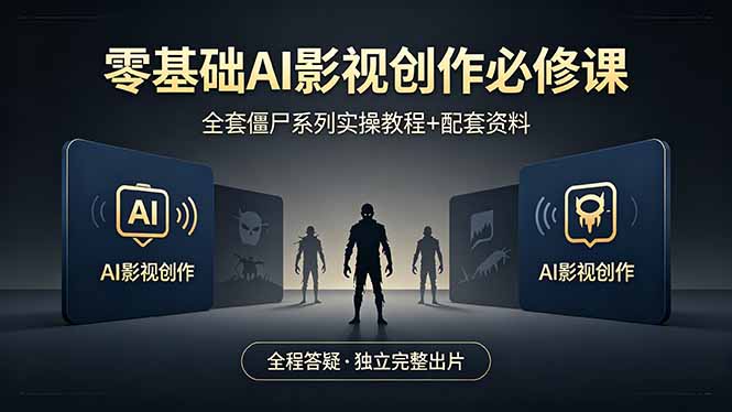 (18185期)零基础AI影视创作必修课,全套僵尸系列实操教程加配套资料,全程答疑带你独立完整出片-赛德副业库