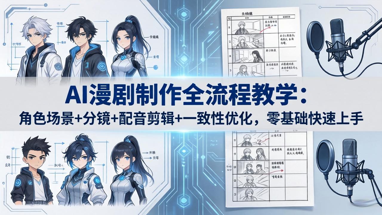 （18090期）AI漫剧制作全流程教学：角色场景+分镜+配音剪辑+一致性优化，零基础快速上手-赛德副业库