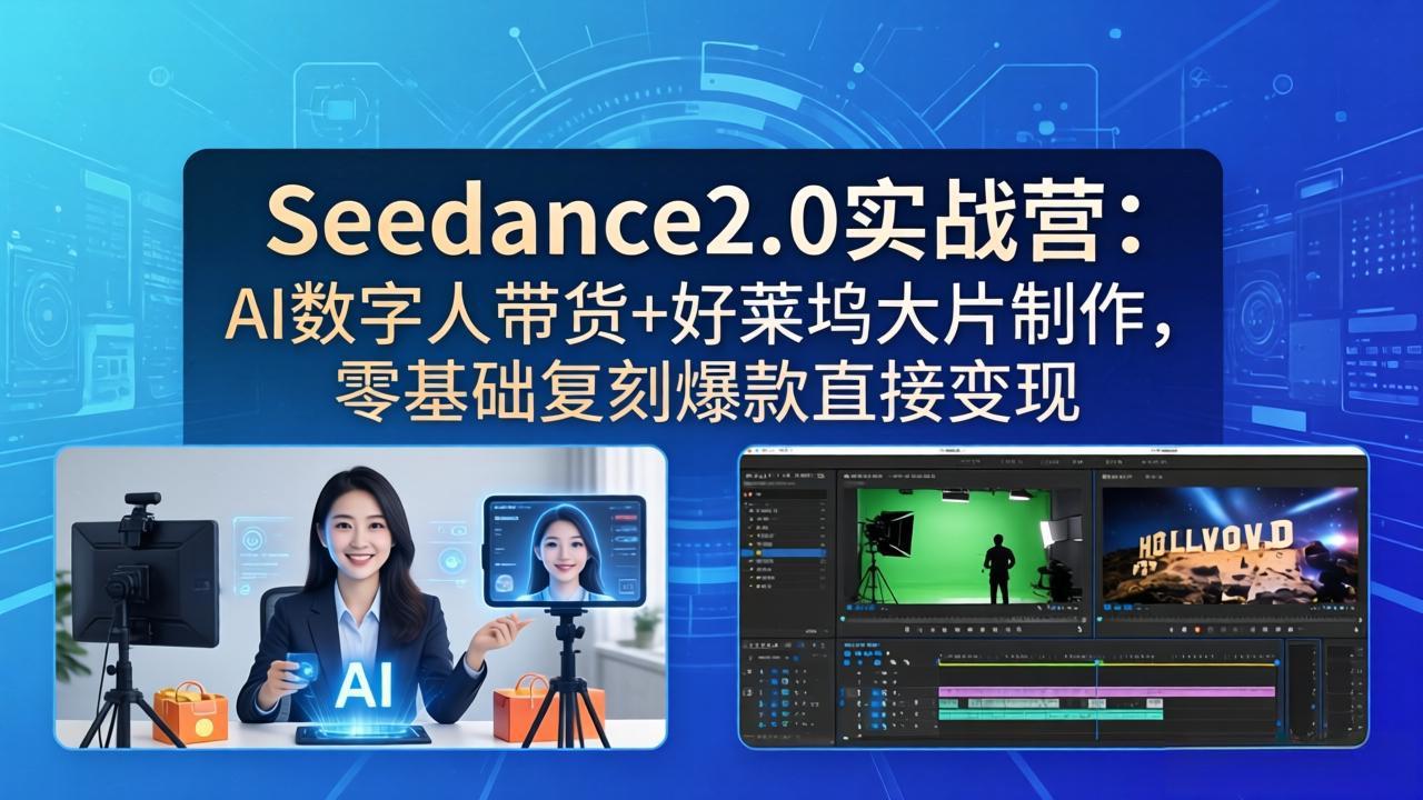 （18238期）Seedance2.0实战营：AI数字人带货+好莱坞大片制作，零基础复刻爆款直接变现-赛德副业库