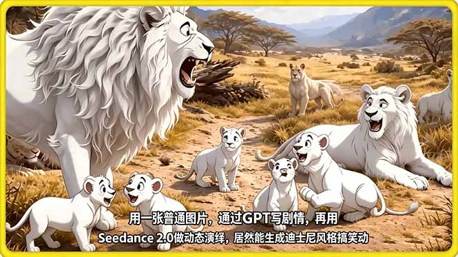 (18137期)用一张普通图片,通过GPT写剧情,再用Seedance 2.0做动态演绎,居然能生成迪士尼风格搞笑动画-赛德副业库