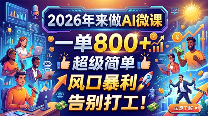 (18195期)2026年来做AI微课,一单800+,超级简单,风口暴利,告别打工!-赛德副业库