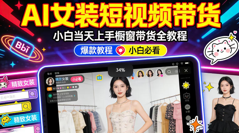 AI女装短视频橱窗带货：小白零门槛当天上手，高佣金爆款轻松賺！-赛德副业库