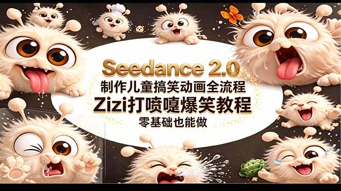（18211期）Seedance 2.0 制作儿童搞笑动画全流程Zizi打喷嚏爆笑教程｜零基础也能做-赛德副业库