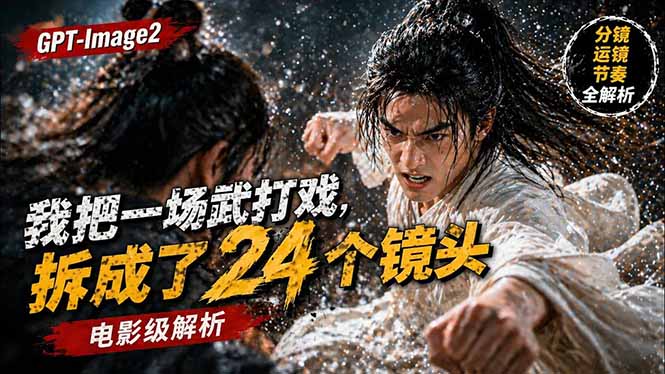 (18212期)用GPT-Image2,把一段武打对决拆成24个连续镜头,从人物建立、动作衔接、运镜节奏,到情绪爆发-赛德副业库