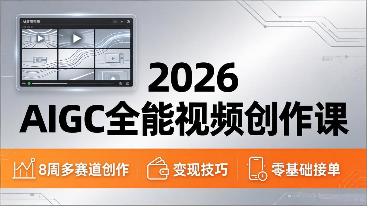 （18215期）2026AIGC全能视频创作课，8周吃透多赛道创作+变现，零基础也能高效出片接单-赛德副业库