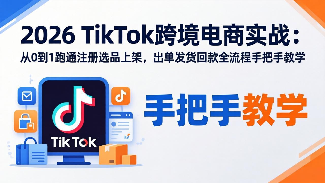 （17850期）2026TikTok跨境电商实战：从0到1跑通注册选品上架，出单发货回款全流程手把手教学-赛德副业库