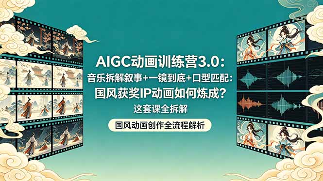 （18244期）AIGC动画训练营3.0：音乐拆解叙事+一镜到底+口型匹配：国风获奖IP动画如何炼成？这套课全拆解-赛德副业库