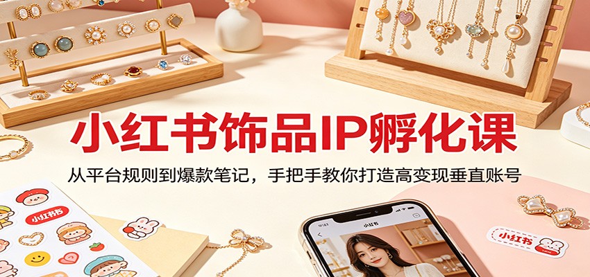 小红书饰品IP孵化课:从平台规则到爆款笔记,手把手教你打造高变现垂直账号-赛德副业库