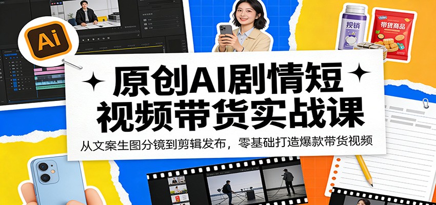 原创AI剧情短视频带货实战课:从文案生图分镜到剪辑发布,零基础打造爆款带货视频-赛德副业库
