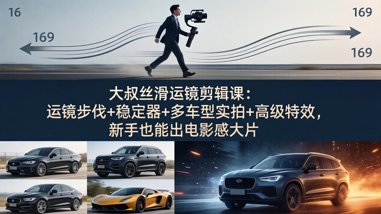（18004期）大叔丝滑运镜剪辑课：运镜步伐+稳定器+多车型实拍+高级特效，新手也能出电影感大片-赛德副业库