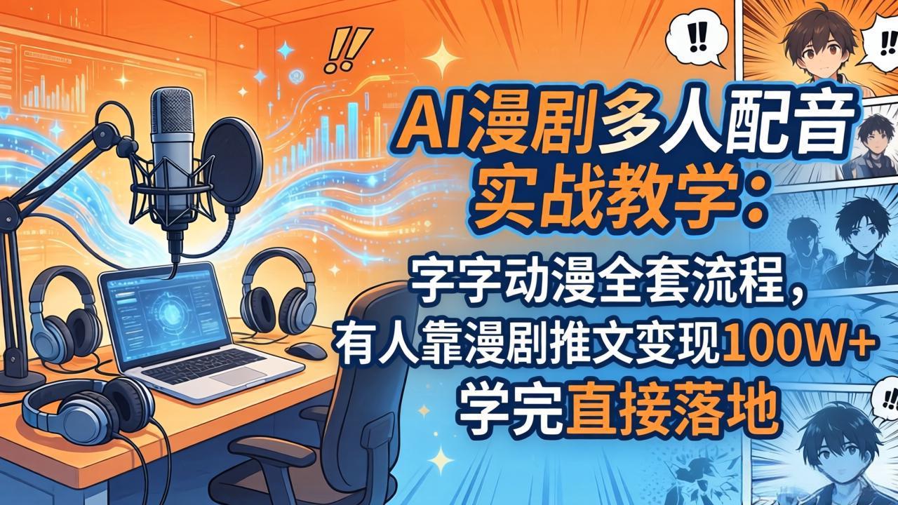 (18060期) AI漫剧多人配音实战教学:字字动漫全套流程,有人靠漫剧推文变现100W+,学完直接落地-赛德副业库