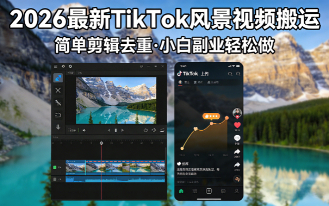 (18001期)2026最新TikTok风景视频搬运简单剪辑去重小白副业月入 8000-赛德副业库