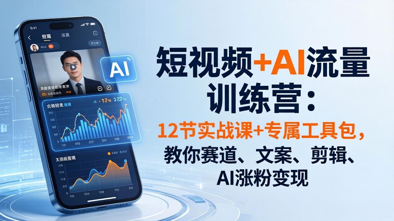 （18078期）短视频+AI流量训练营：12节实战课+专属工具包，教你赛道、文案、剪辑、AI涨粉变现-赛德副业库