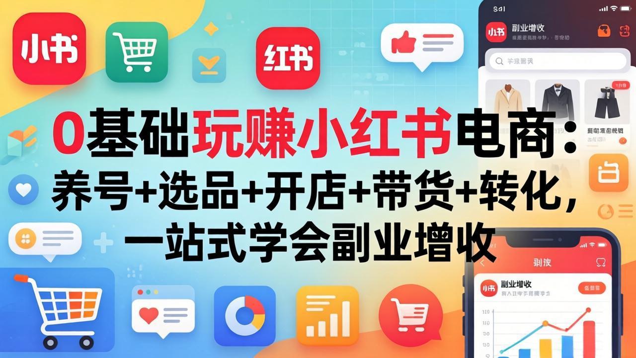 （17949期）0基础玩赚小红书电商：养号+选品+开店+带货+转化，一站式学会副业增收-赛德副业库