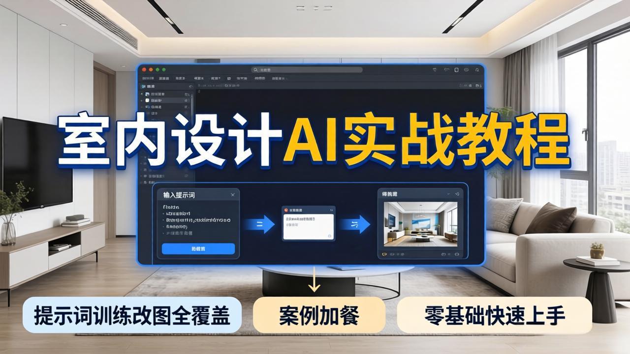 （18216期）2026室内设计AI实战教程，提示词训练改图全覆盖，搭配案例加餐，零基础也能快速上手-赛德副业库