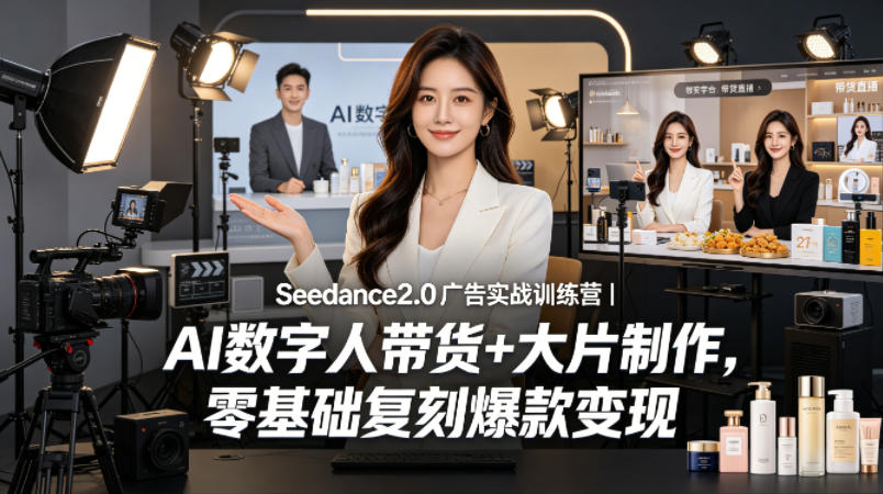Seedance2.0广告实战训练营｜AI数字人带货+大片制作，零基础复刻爆款变现-赛德副业库