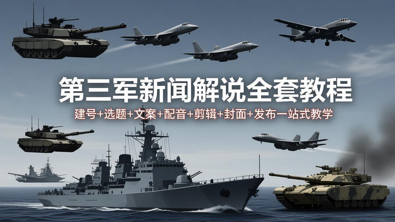 （18081期）第三军迷新闻解说全套教程：建号+选题+文案+配音+剪辑+封面+发布一站式教学-赛德副业库