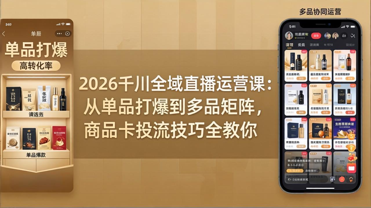 (18028期)2026千川全域直播运营课:从单品打爆到多品矩阵,商品卡投流技巧全教你-赛德副业库