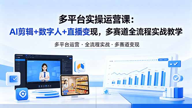 （18257期）某团队多平台实操运营课-更新26年4月29：AI剪辑+数字人+直播变现，多赛道全流程实战教学-赛德副业库