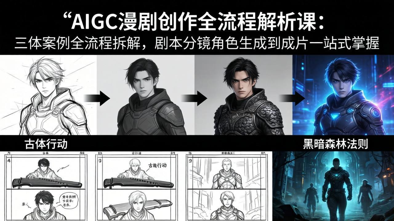 (17879期)AIGC漫剧创作全流程解析课:三体案例全流程拆解,剧本分镜角色生成到成片一站式掌握-赛德副业库