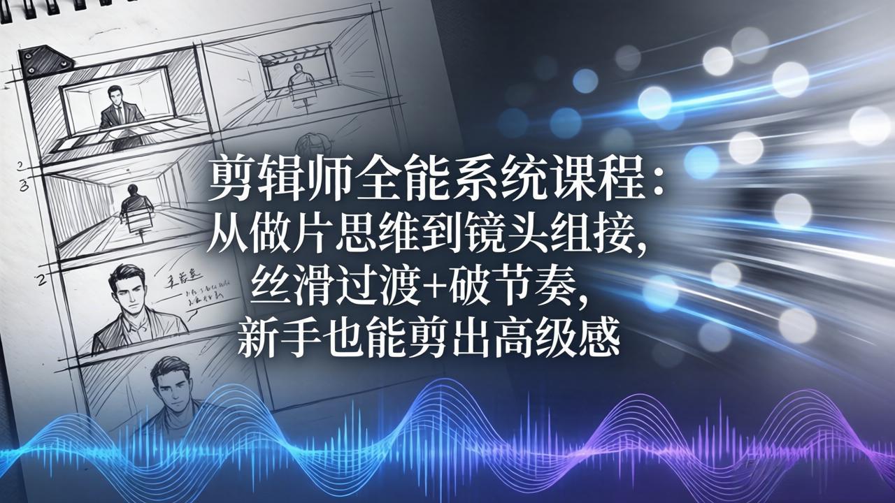 （18260期）剪辑师全能系统课程：从做片思维到镜头组接，丝滑过渡+破节奏，新手也能剪出高级感-赛德副业库