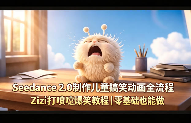 Seedance 2.0制作儿童搞笑动画全流程Zizi打喷嚏爆笑教程|零基础也能做-赛德副业库