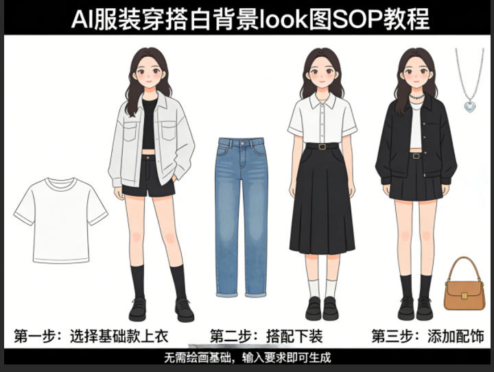 AI服装穿搭白背景look图SOP教程，不用会画画，提几句具体要求，AI就能还你一个奇迹-赛德副业库