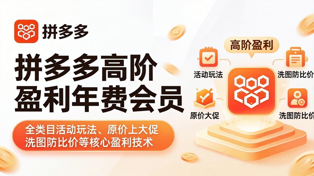 （17881期）拼多多高阶盈利年费会员(更新4月)：全类目活动玩法、原价上大促、洗图防比价等核心盈利技术-赛德副业库