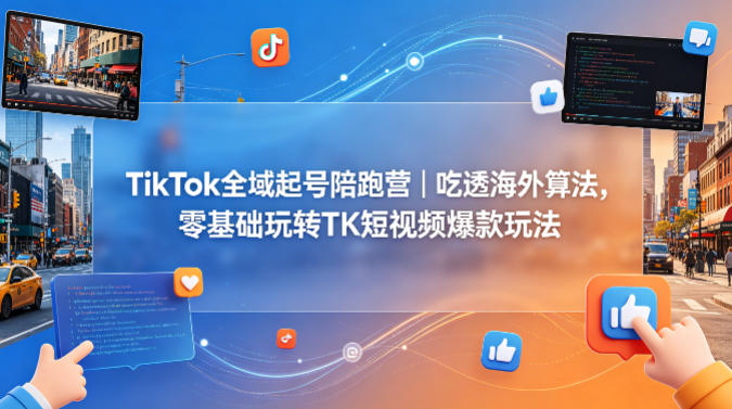 TikTok全域起号陪跑营|吃透海外算法,零基础玩转TK短视频爆款玩法-赛德副业库