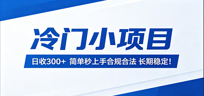 冷门小项目，日收300＋，简单秒上手合规合法，长期稳定！-赛德副业库