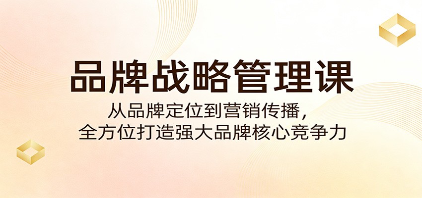 品牌战略管理课：从品牌定位到营销传播，全方位打造强大品牌核心竞争力-赛德副业库