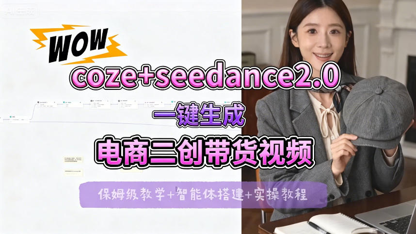 【Coze工作流搭建实操教程】seedance2.0+coze一键生成电商二创带货视频，全流程保姆级教学-赛德副业库