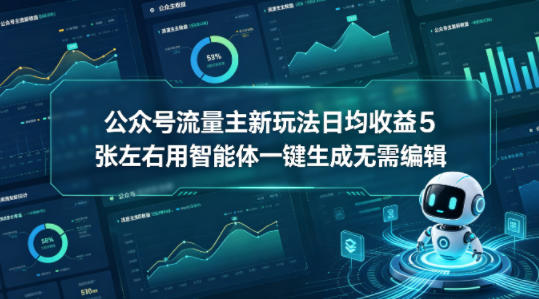 公众号流量主新玩法日均收益5张左右用智能体一键生成无需编辑-赛德副业库