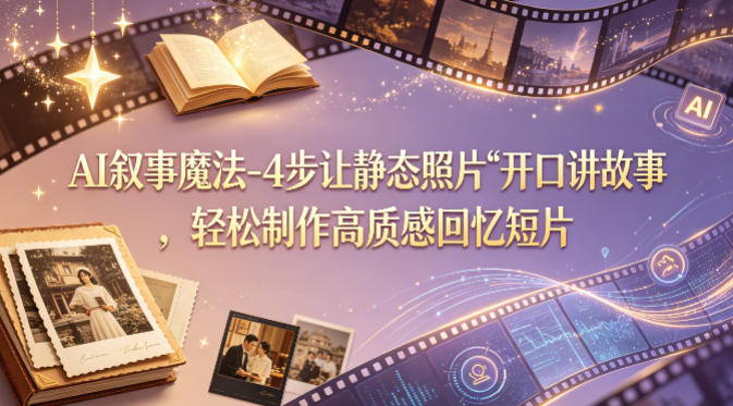 AI叙事魔法-4步让静态照片“开口讲故事”,轻松制作高质感回忆短片-赛德副业库