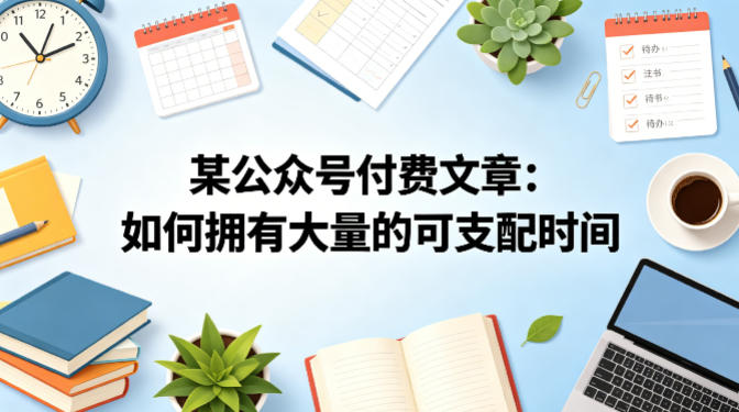 某公众号付费文章：如何拥有大量的可支配时间？-赛德副业库