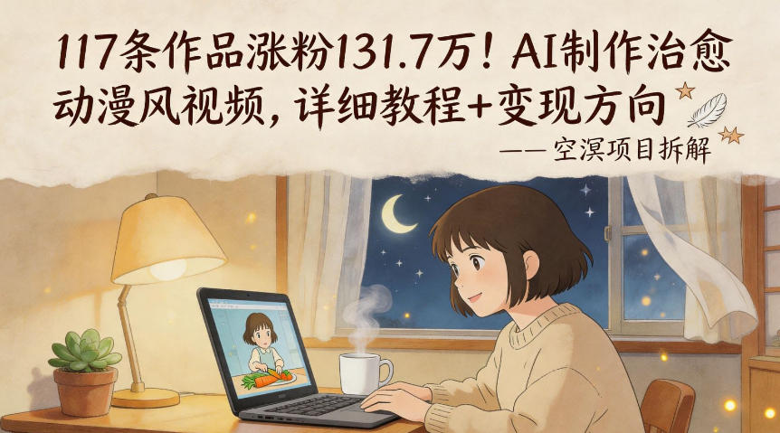 117条作品涨粉131.7W!AI制作治愈动漫风视频,详细教程+变现方向-赛德副业库