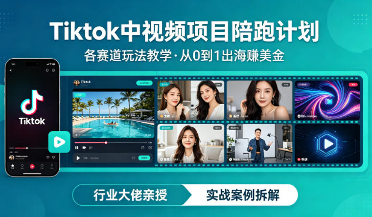 某大佬的Tiktok中视频项目陪跑,涵盖TK各个赛道玩法教学,从0到1出海賺美金-赛德副业库