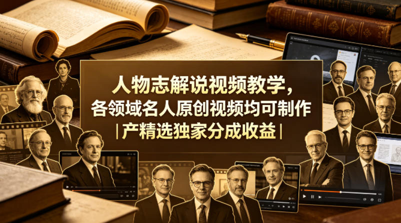 人物志解说视频教学，各领域名人原创视频均可制作丨精选独家分成收益-赛德副业库