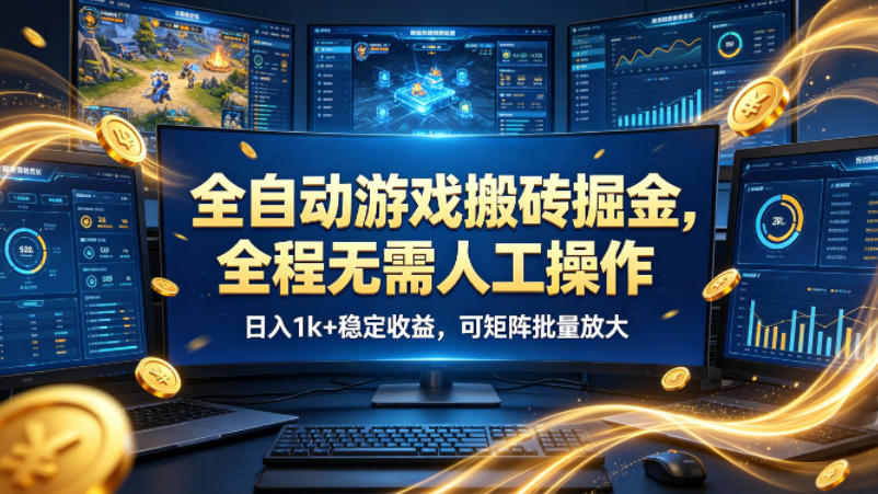 全自动游戏搬砖掘金，全程无需人工操作，日入1k+稳定收益，可矩阵批量放大【揭秘】-赛德副业库