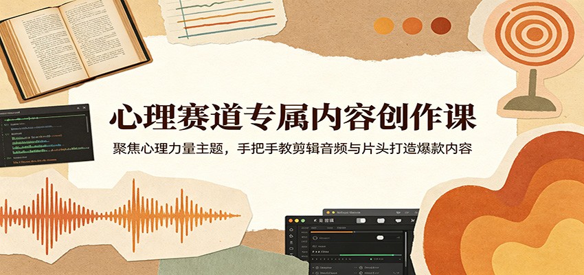 心理赛道专属内容创作课:聚焦心理力量主题,手把手教剪辑音频与片头打造爆款内容-赛德副业库