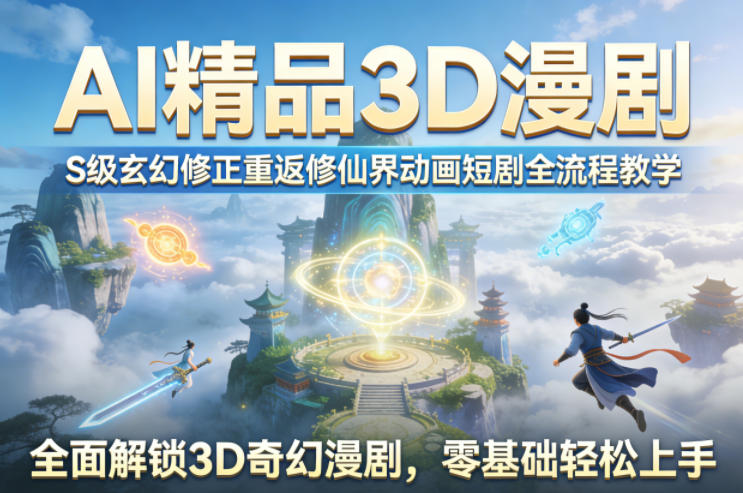 AI精品3D漫剧S级玄幻修正重返修仙界动画短剧全流程教学,全面解锁3D奇幻漫剧,零基础轻松上手-赛德副业库