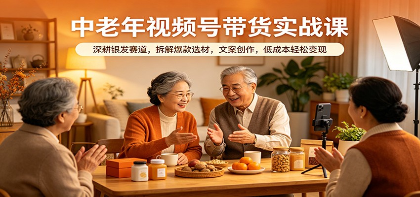 中老年视频号带货实战课:深耕银发赛道,拆解爆款选材,文案创作,低成本轻松变现-赛德副业库