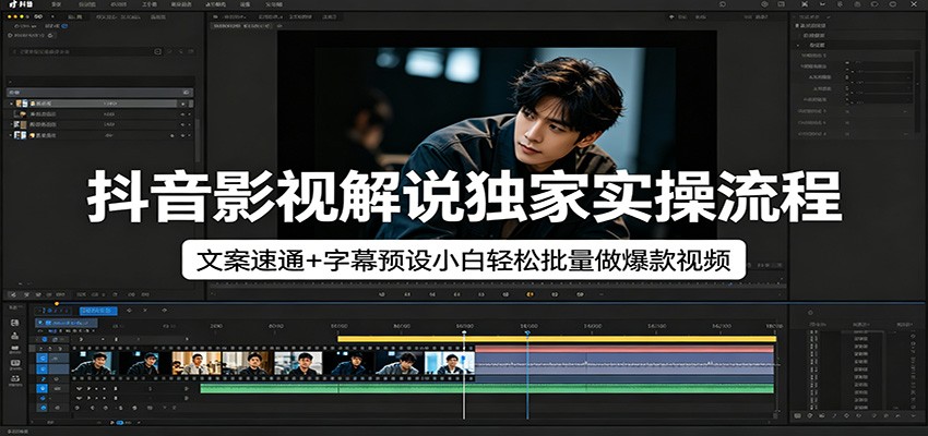 抖音影视解说独家实操流程，文案速通+字幕预设小白轻松批量做爆款视频-赛德副业库