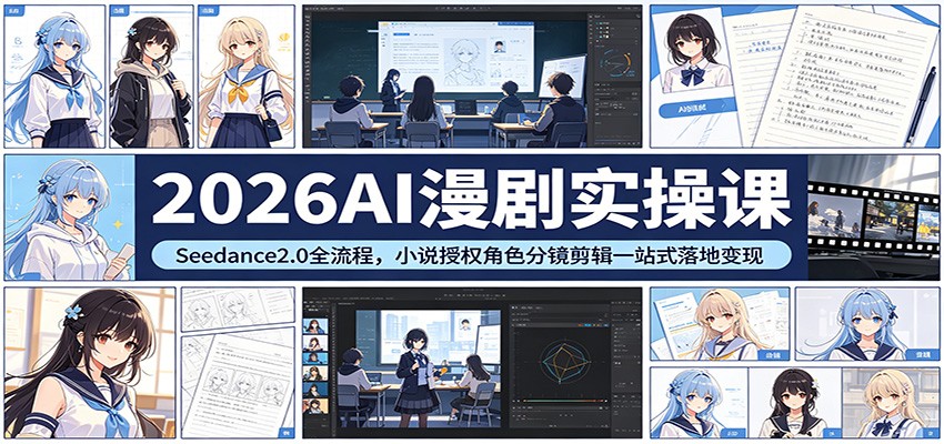 2026AI漫剧实操课:Seedance2.0全流程,小说授权角色分镜剪辑一站式落地变现-赛德副业库