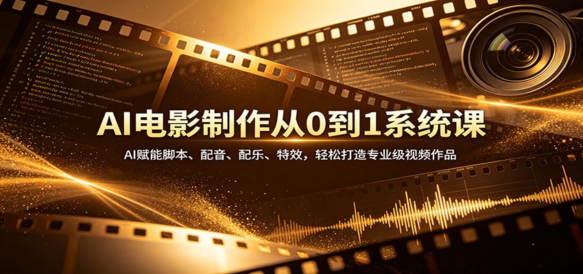 AI电影制作从0到1系统课：AI赋能脚本、配音、配乐、特效，轻松打造专业级视频作品-赛德副业库